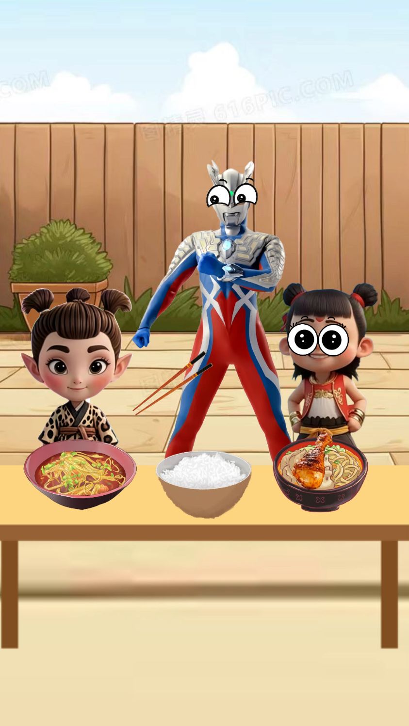 奥特曼哥哥我的鸡腿给你