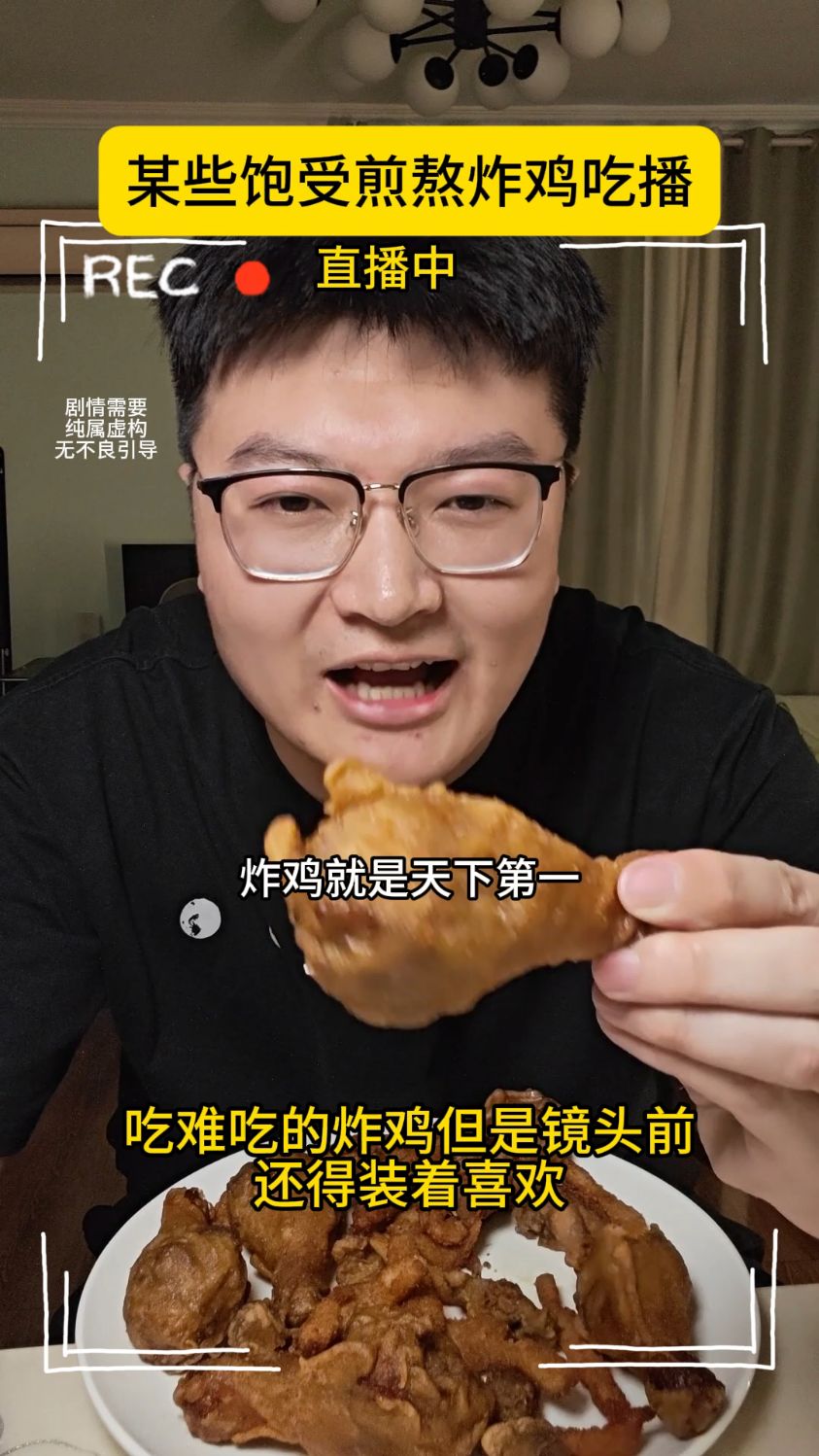 某些饱受煎熬炸鸡吃播