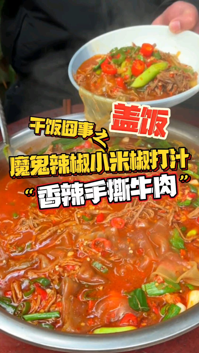 正所谓盖饭必须看不见饭 香辣手撕牛肉盖饭