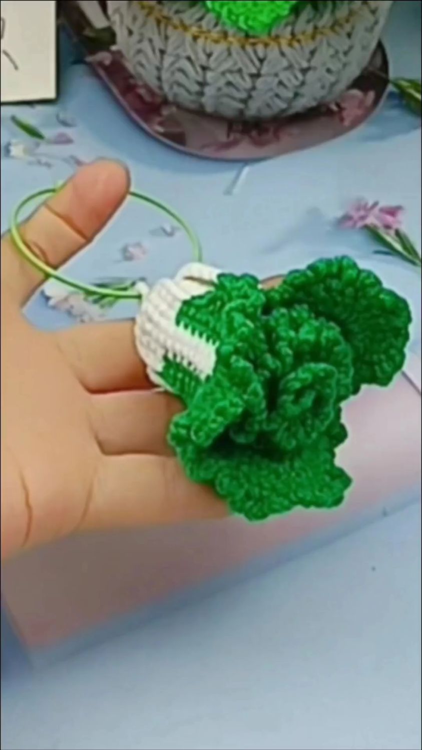 把菜园子戴身上!超治愈绿油油白菜挂件,钩织教程速码