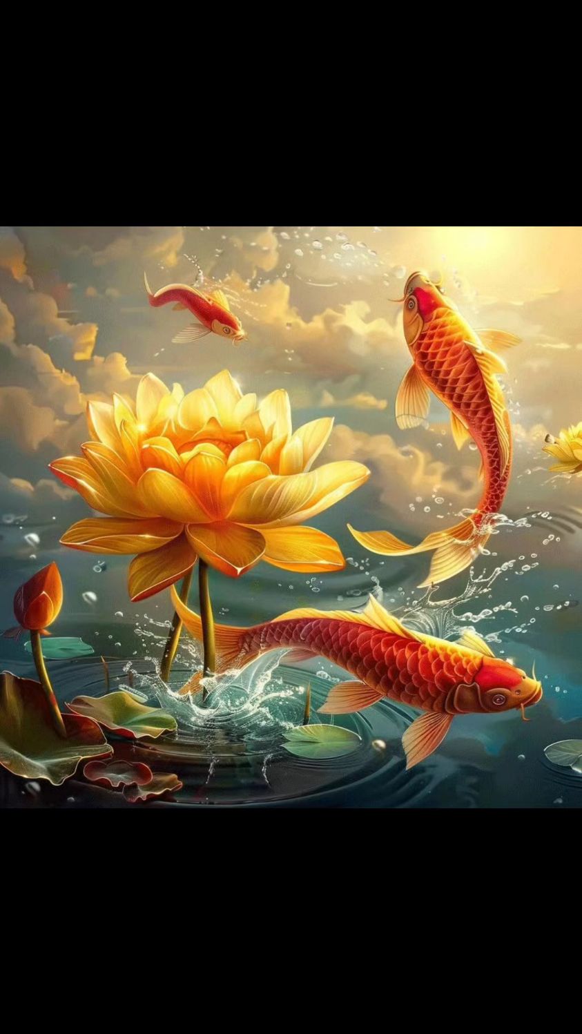 微信头像 | 荷花鲤鱼,生生不息,财源不断