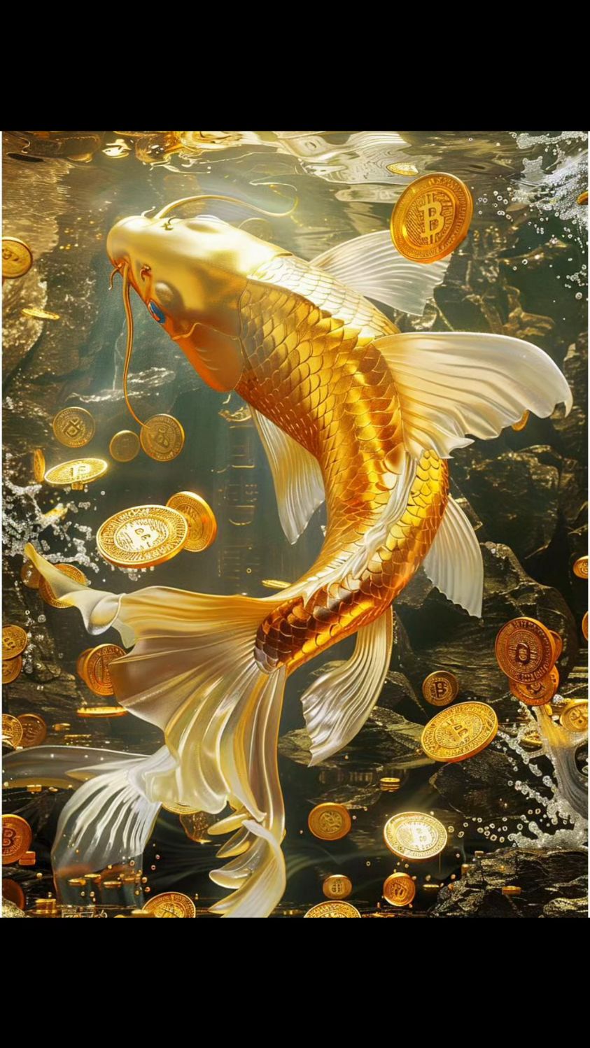 高能量锦鲤壁纸-跃出水面的金色锦鲤