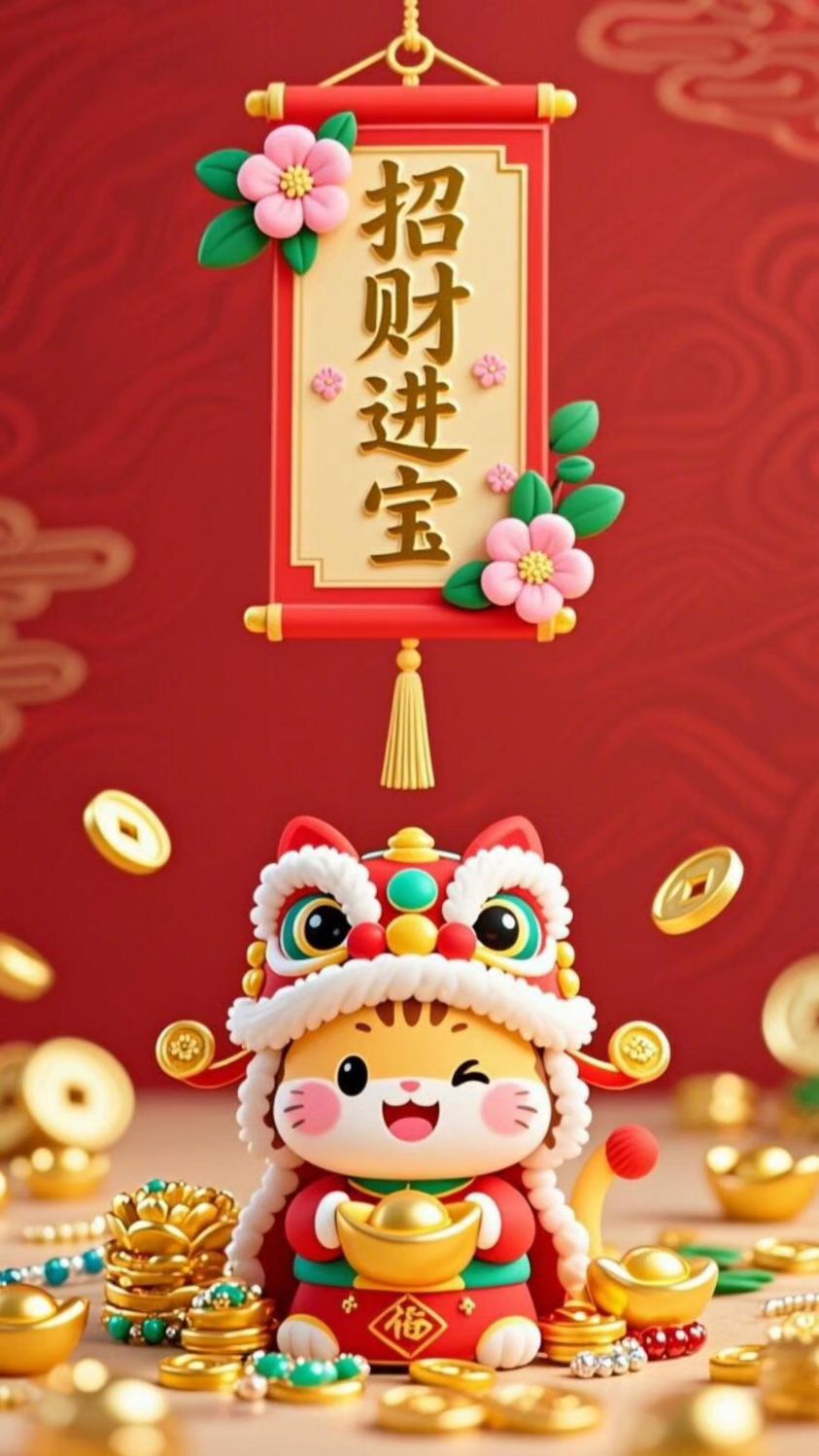 可可爱爱、萌萌哒的招财猫壁纸