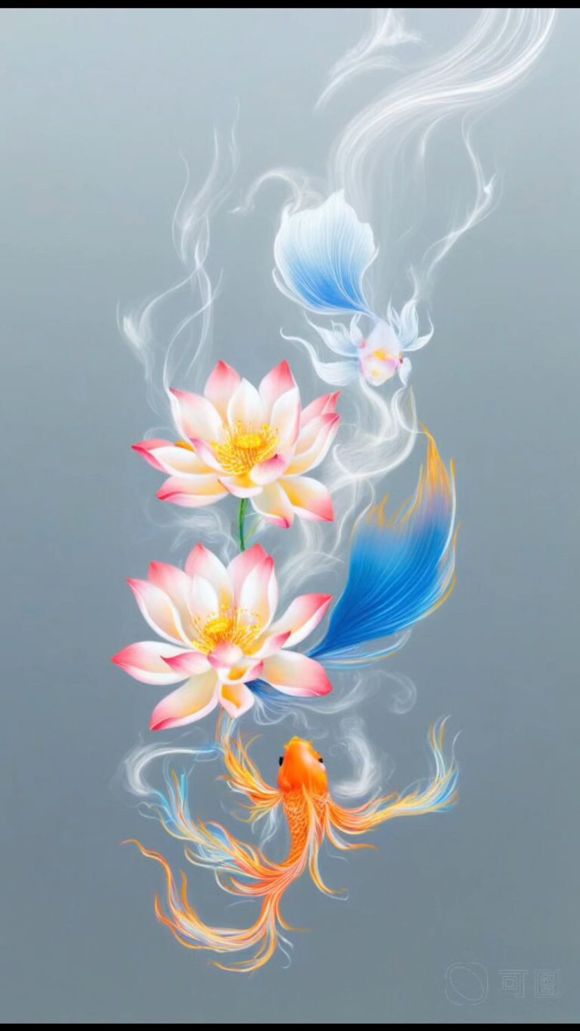 手机壁纸——荷鱼戏水