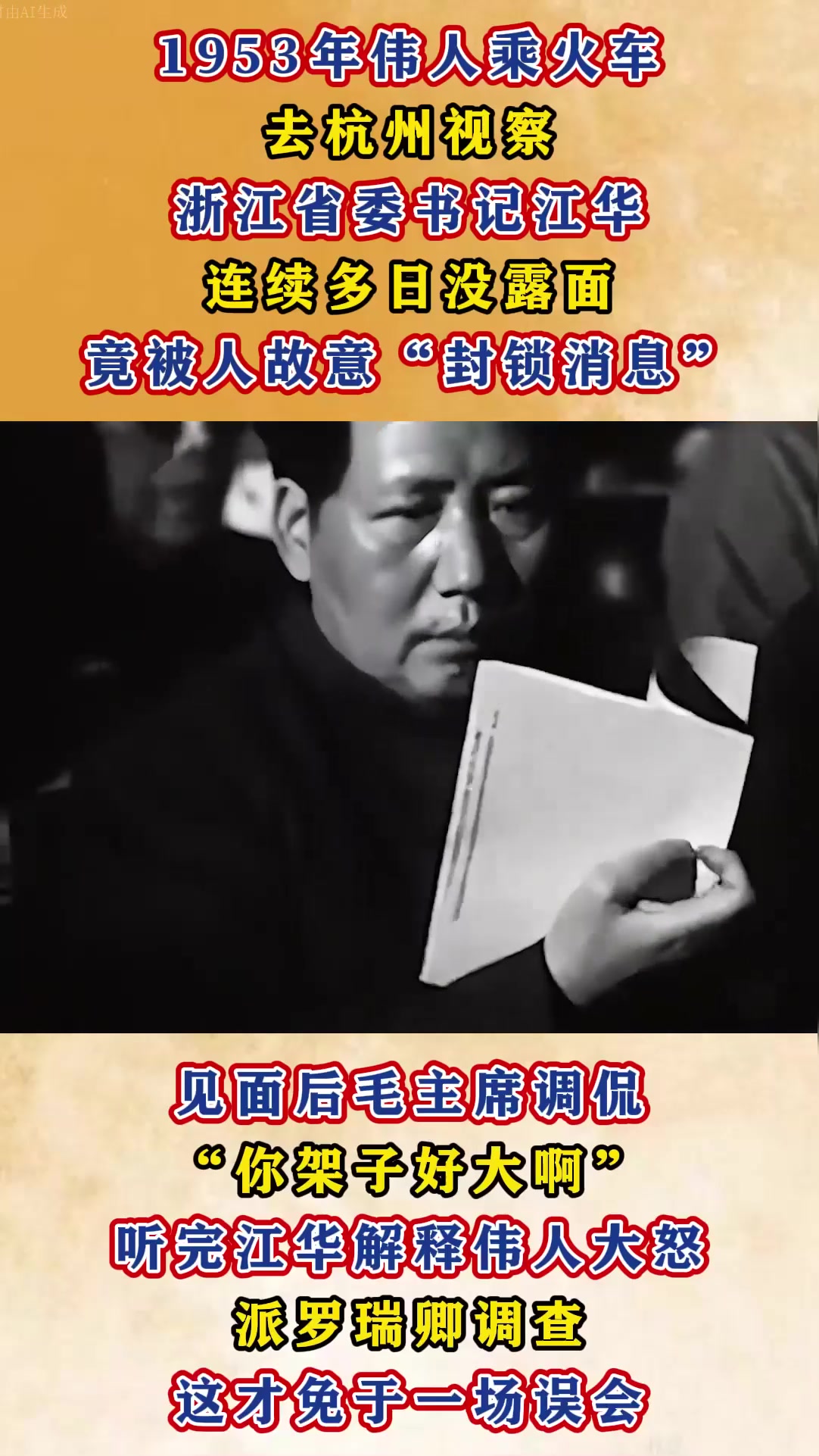 1953年毛主席莅临杭州,一把手竟迟迟不露面,伟人:你架子好大啊