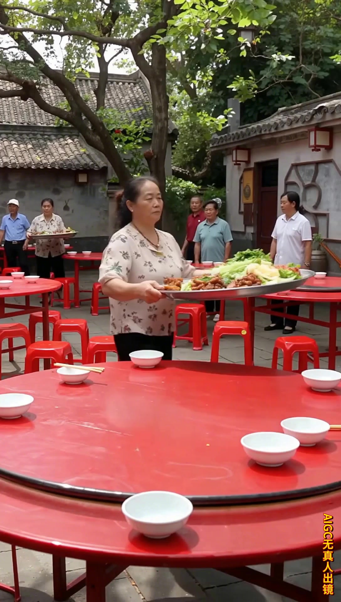 硬核阿姨端菜神技，盘子龙卷风惊艳全场，这才是真正的流水席！