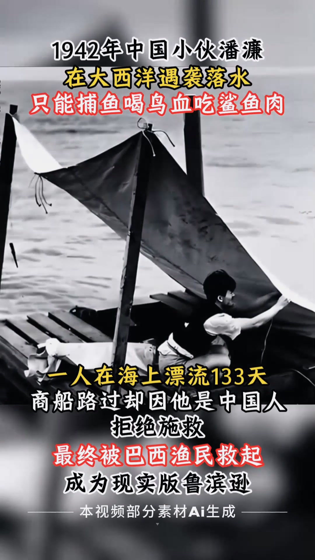 1942年中国小伙意外坠入大西洋,靠喝鸟血吃鲨鱼肉奇迹存活133天