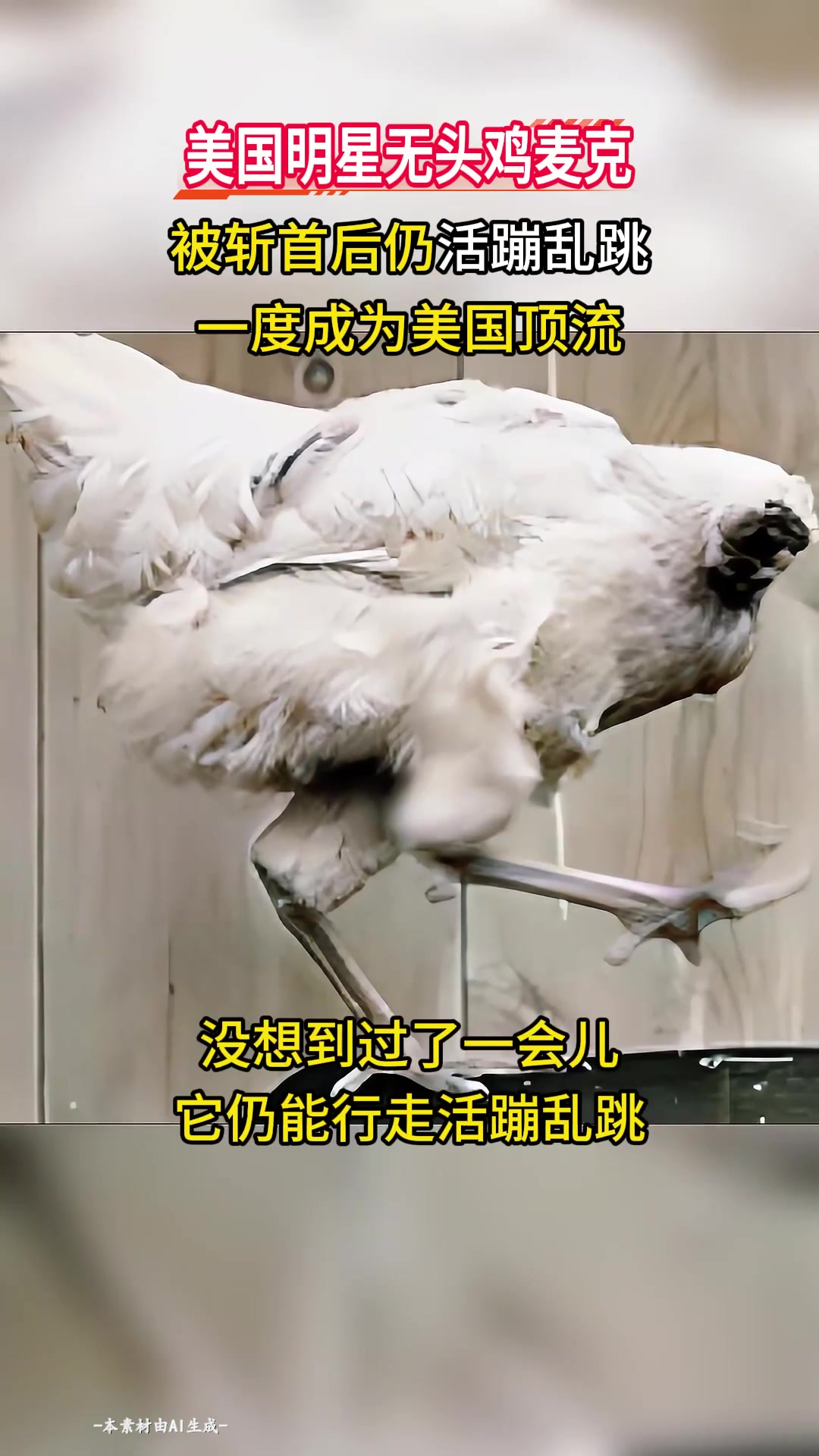 1945年美国明星无头鸡麦克,被斩首仍活蹦乱跳,一度成为国内顶流