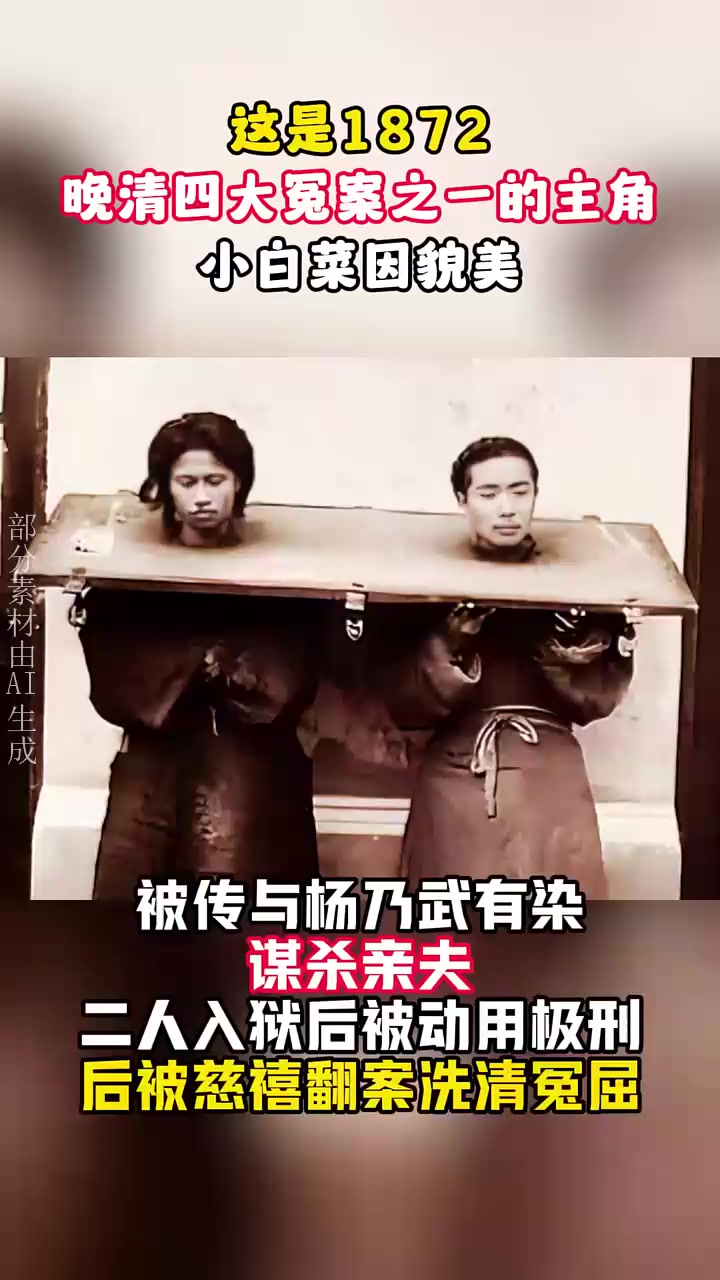 晚晴四大奇案主角小白菜,因貌美被造谣出轨,屈打成招后慈禧翻案