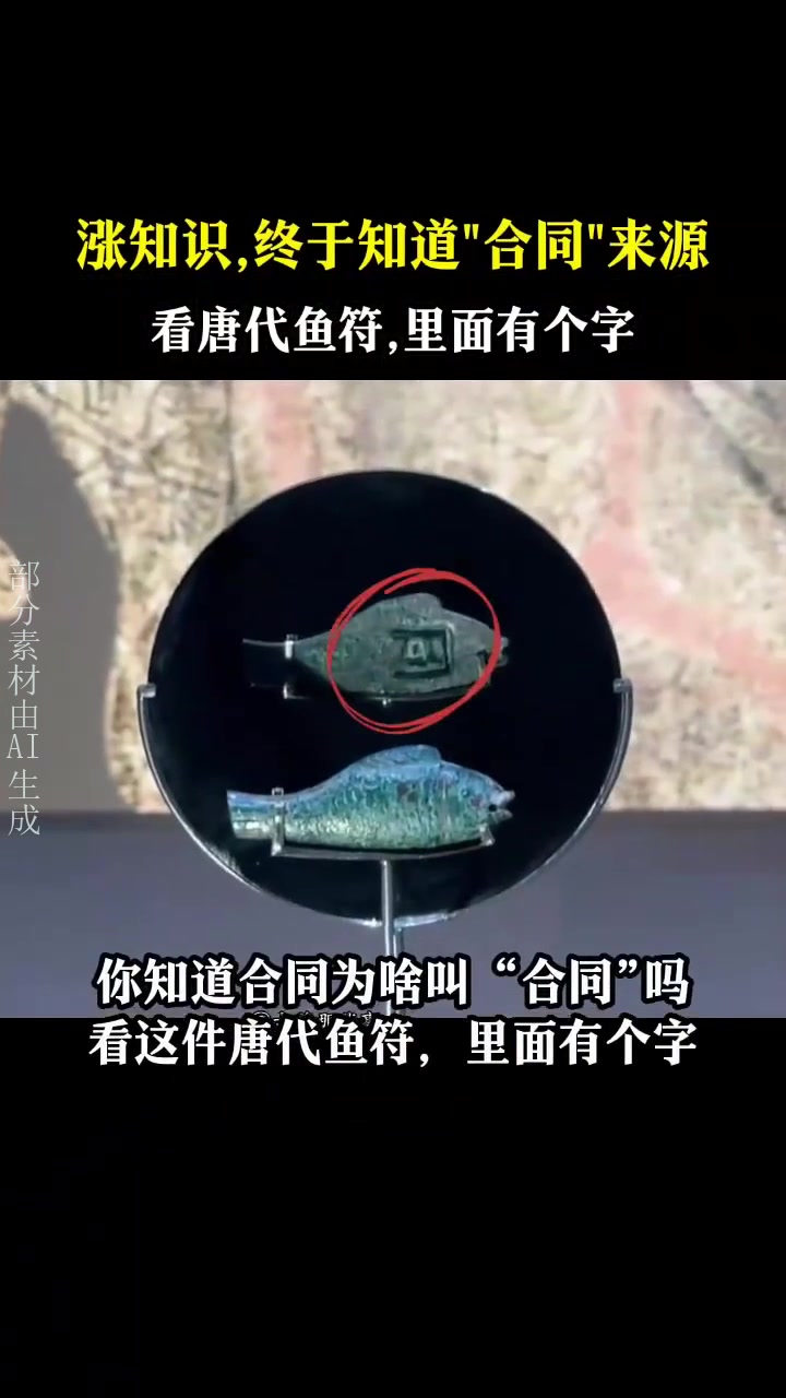 涨知识!终于知道“合同”来源了。看唐代鱼符,里面有个字!
