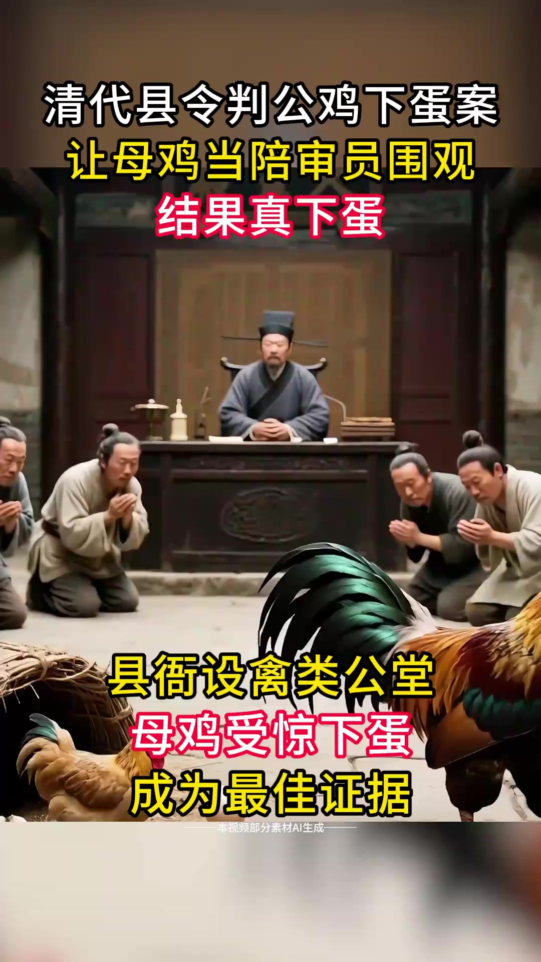 清代县令,判公鸡下蛋案,让母鸡当陪审员围观结果真下蛋