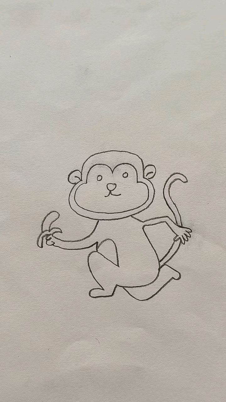 小猴子拿香蕉简笔画