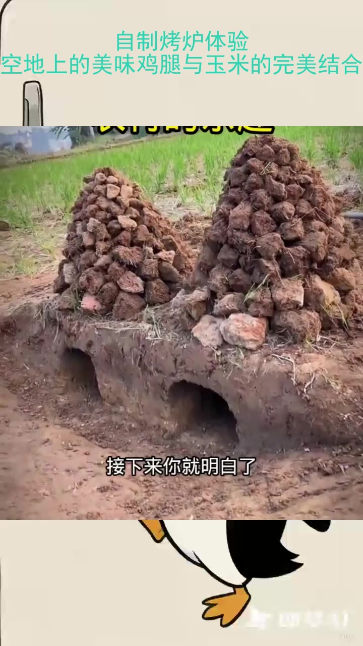 自制烤炉体验:空地上的美味鸡腿与玉米的完美结合