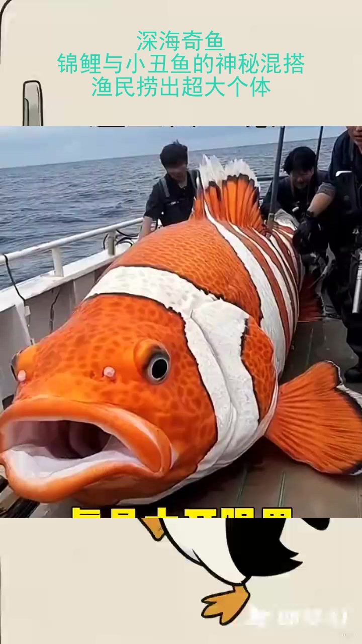深海奇鱼：锦鲤与小丑鱼的神秘混搭，渔民捞出超大个体！