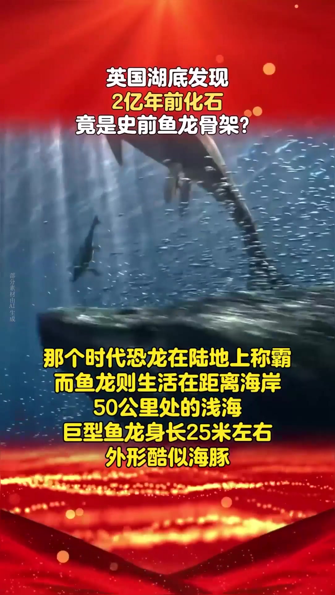 英国湖底发现2亿年前化石,竟是史前鱼龙骨架?