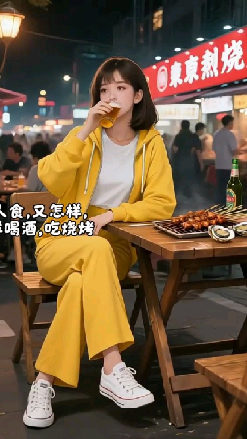 深夜,一个人出来吃烧烤喝酒,不是孤独而是自由。