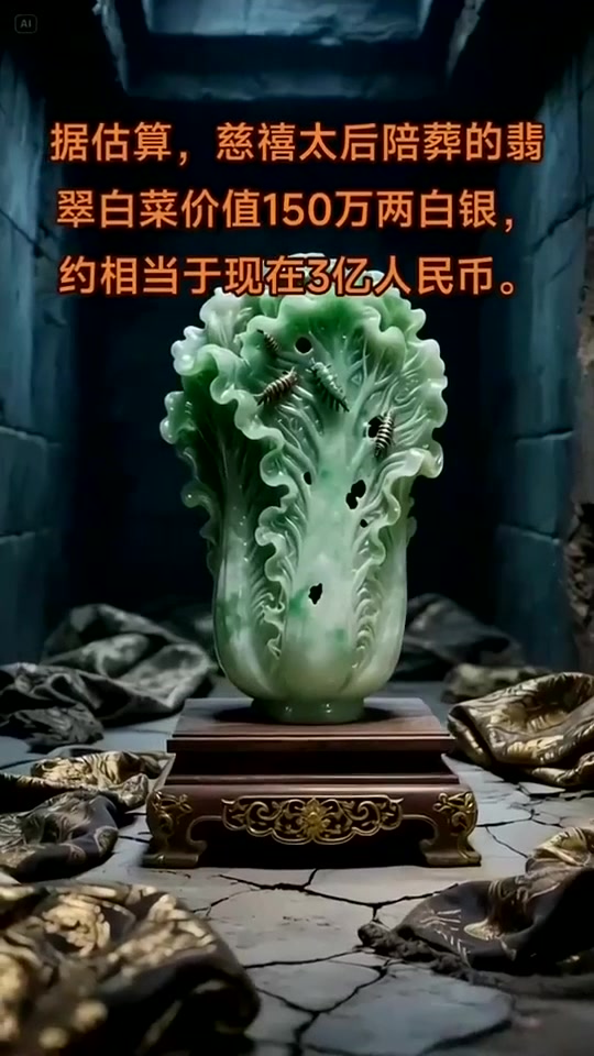 据估算,慈禧太后陪葬的翡翠白菜价值,约相当于现在3亿人民币