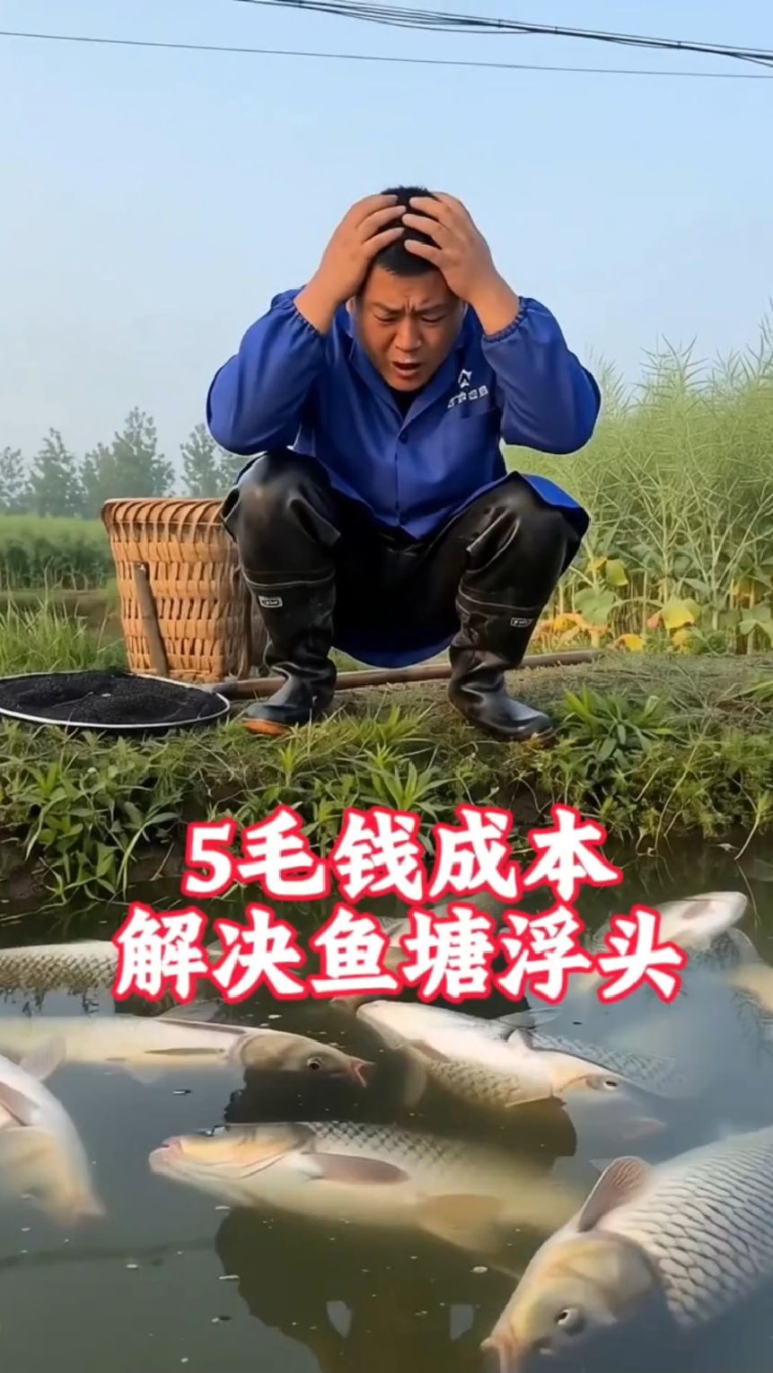 5毛钱成本解决鱼塘浮头#水产养殖#鱼虾蟹养殖#四大家鱼#草鱼#鲈鱼