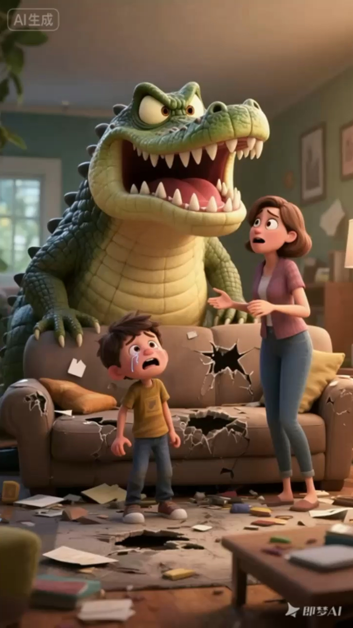 家里怎么闯入一只鳄鱼。