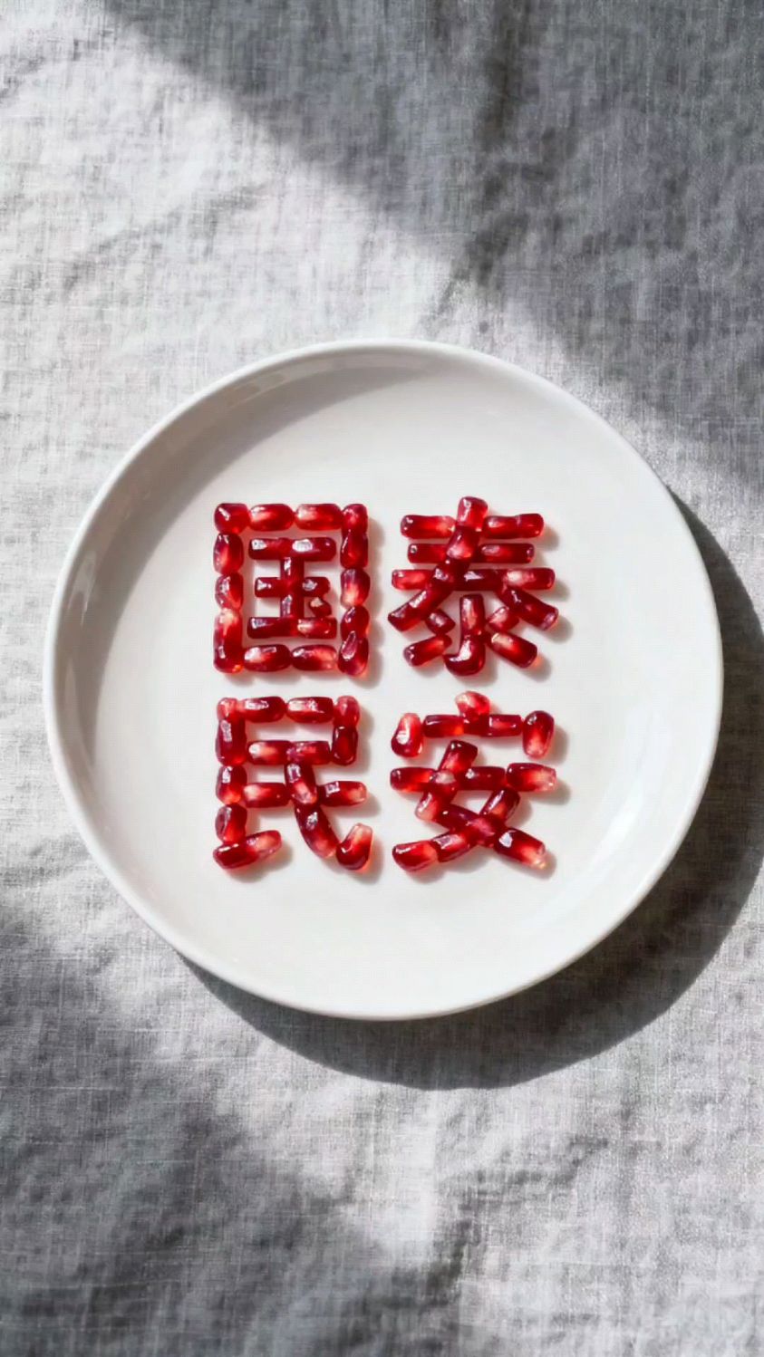 国庆节快乐,石榴摆盘祝祖国妈妈生日快乐