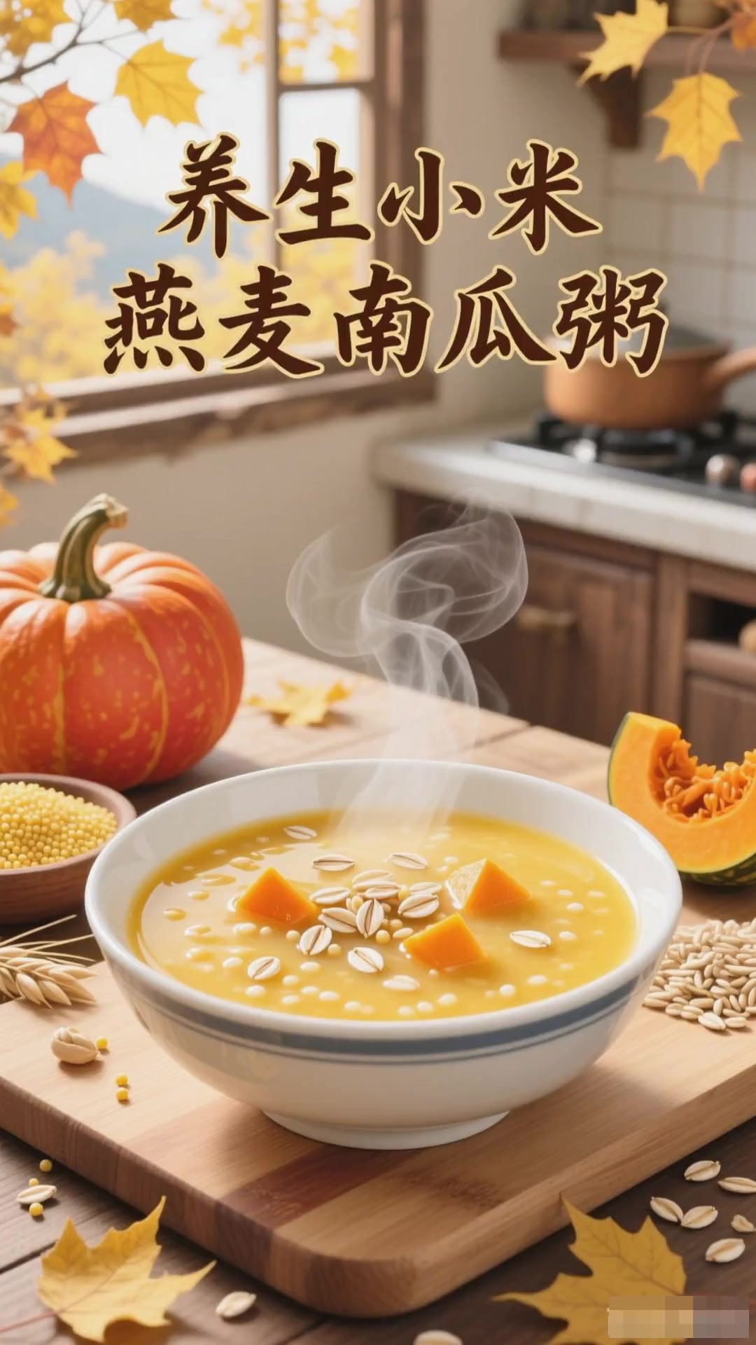 小米燕麦南瓜粥,味道超棒又养生,适合各年龄段