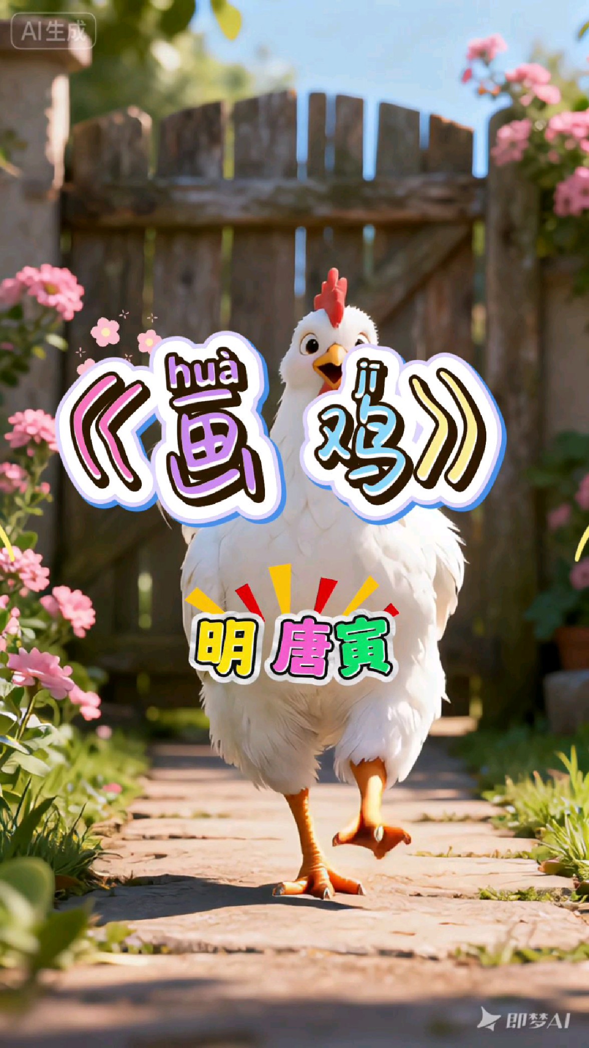 小学一年级古诗词《画鸡》