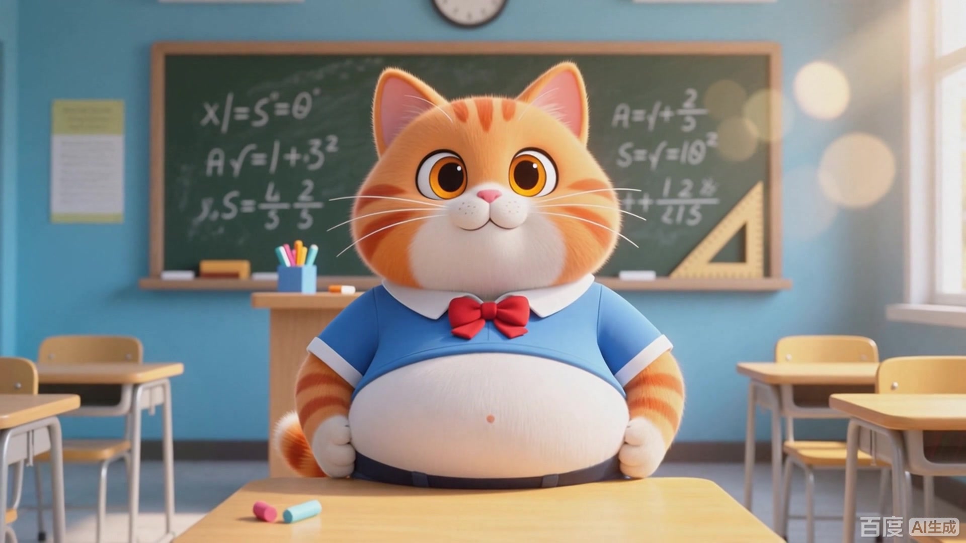 小胖橘上课偷吃东西，被小鸡举翅膀举报