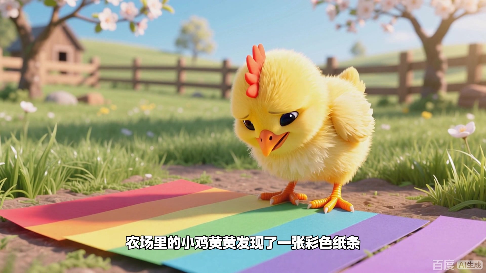 小鸡用翅膀夹纸条，差点掉地上