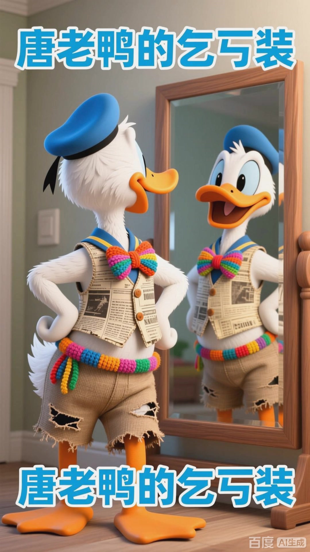 唐老鸭用废品做衣服,穿起来像乞丐装