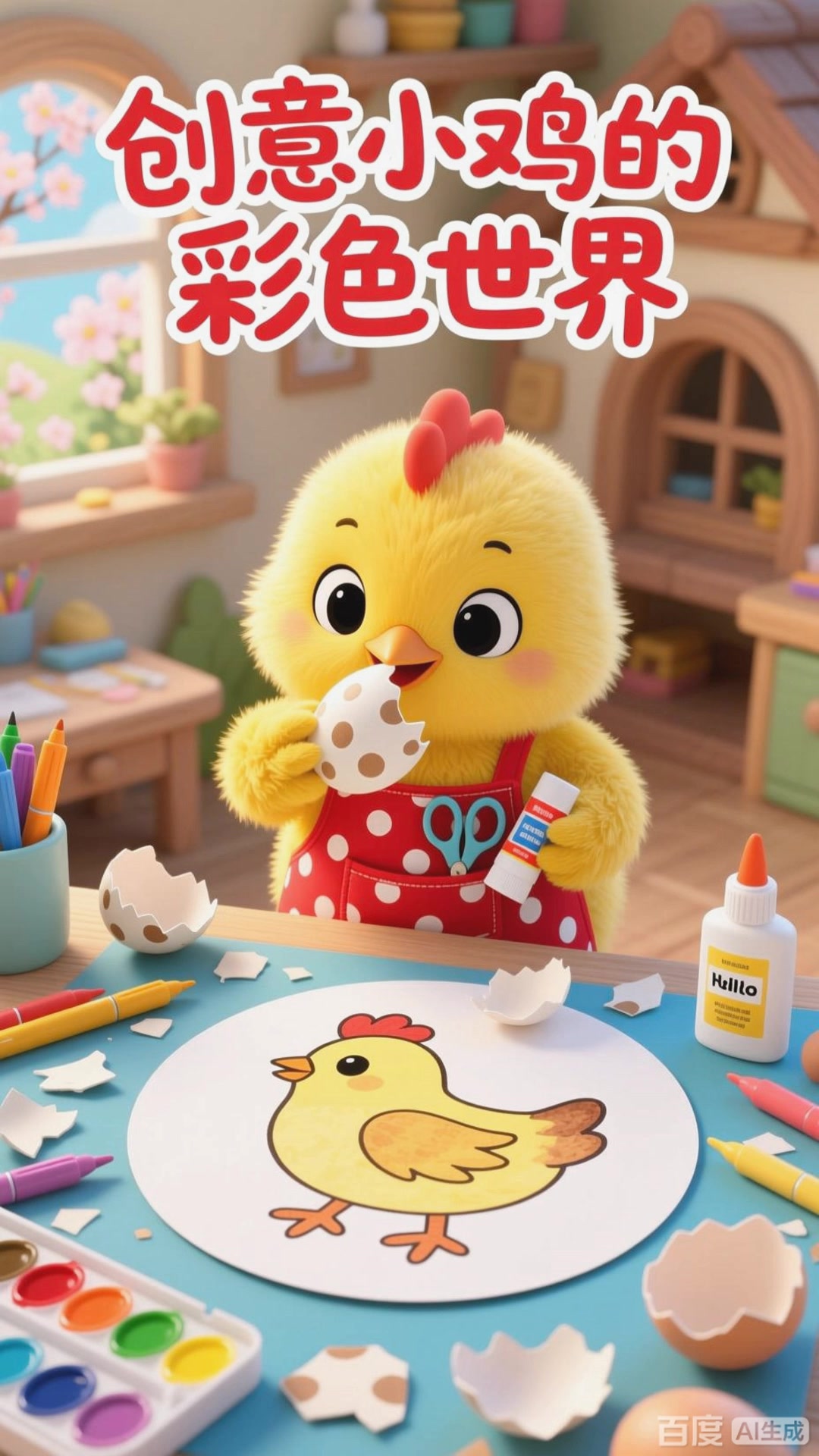 《小鸡玩蛋壳画！画出彩色小鸡，超有创意》