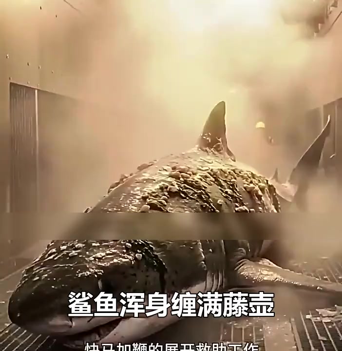 救助一条搁浅在冰川上面的大鲨鱼_2_全局解说
