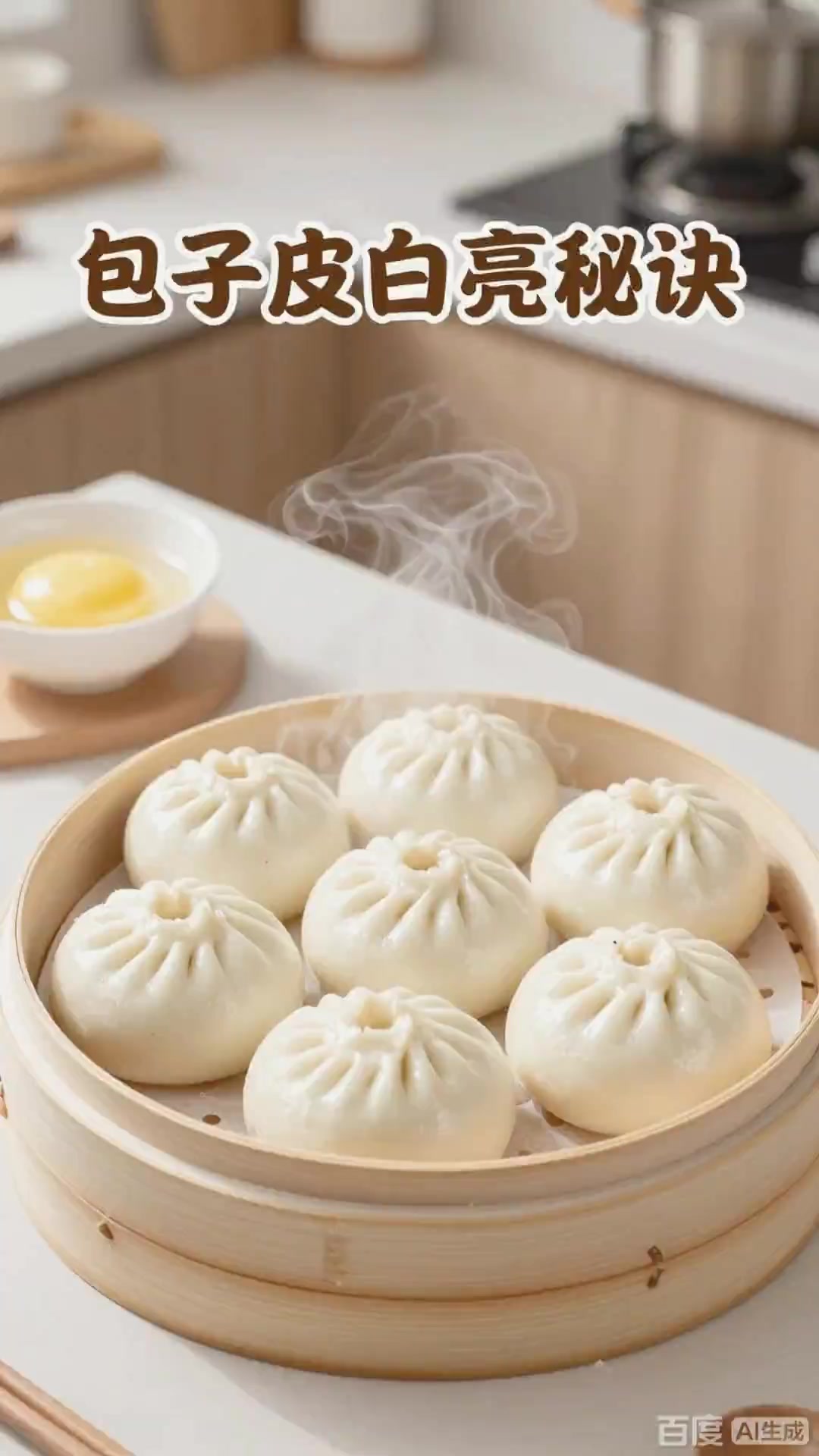 蒸包子皮不白?和面加勺猪油,白亮松软!