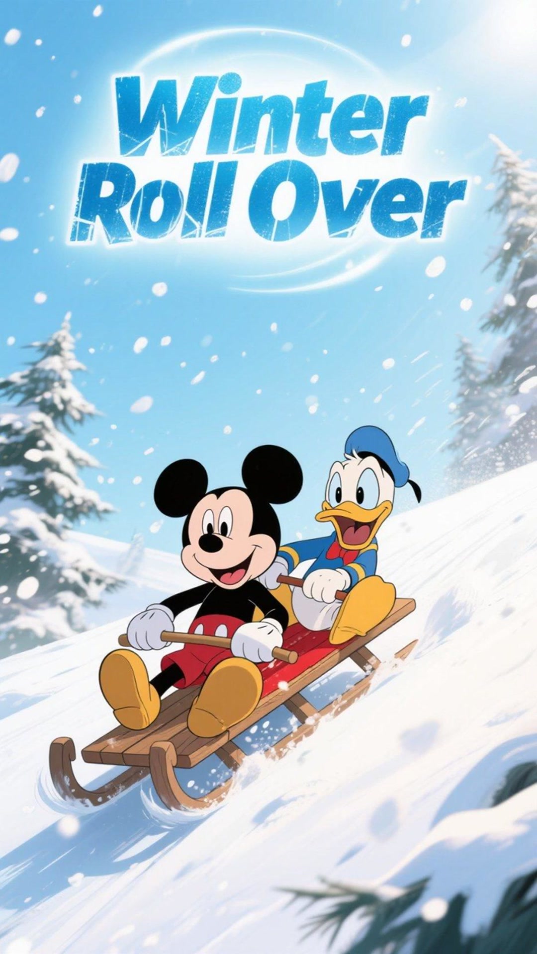 米老鼠与唐老鸭冬日滑雪橇时唐老鸭翻车记