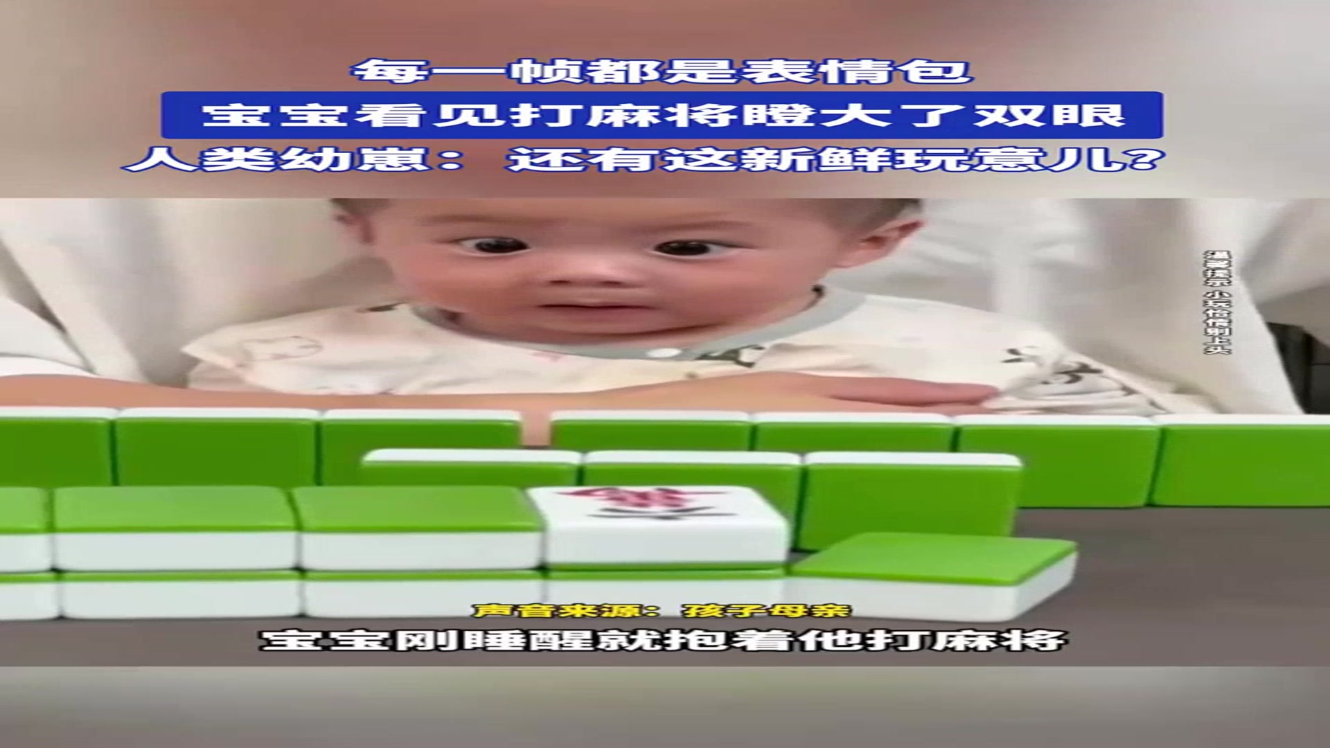 每一帧都是表情包宝宝看见打麻将瞪大了双眼人类幼崽还有这新鲜玩意儿