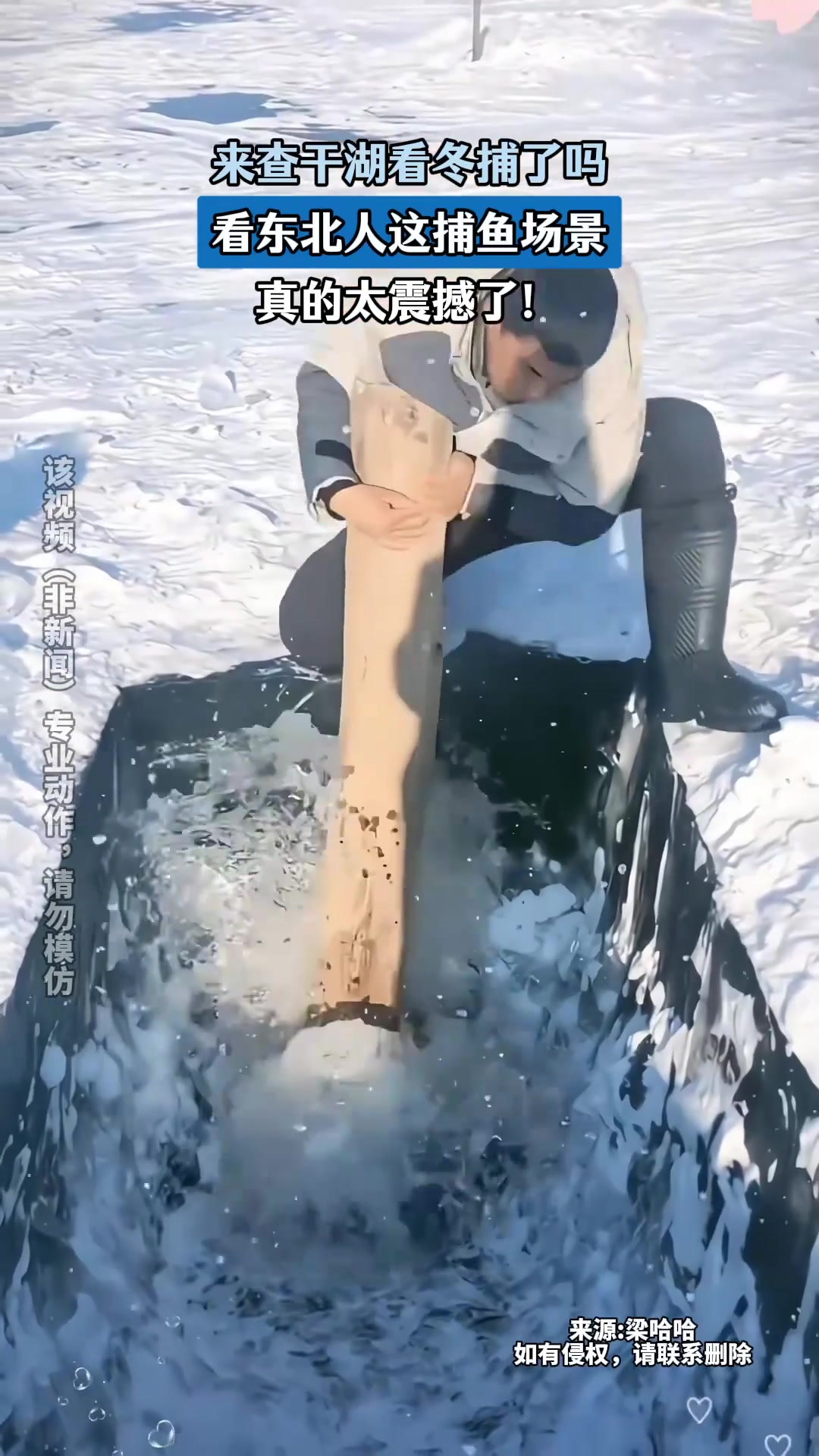 来查干湖看冬捕了吗，看东北人这捕鱼场景，真的太震撼了！