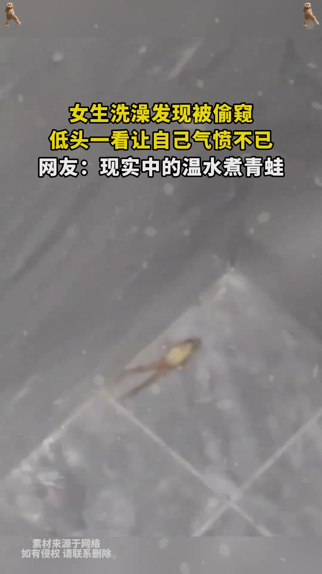 女生洗澡发现被偷窥,低头一看让自己气愤不已,网友:现实中的温水煮青蛙