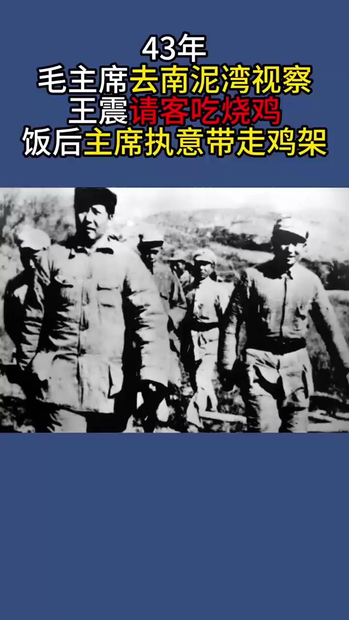 43年毛主席去南泥湾视察,王震请客吃烧鸡,饭后主席执意带走鸡架