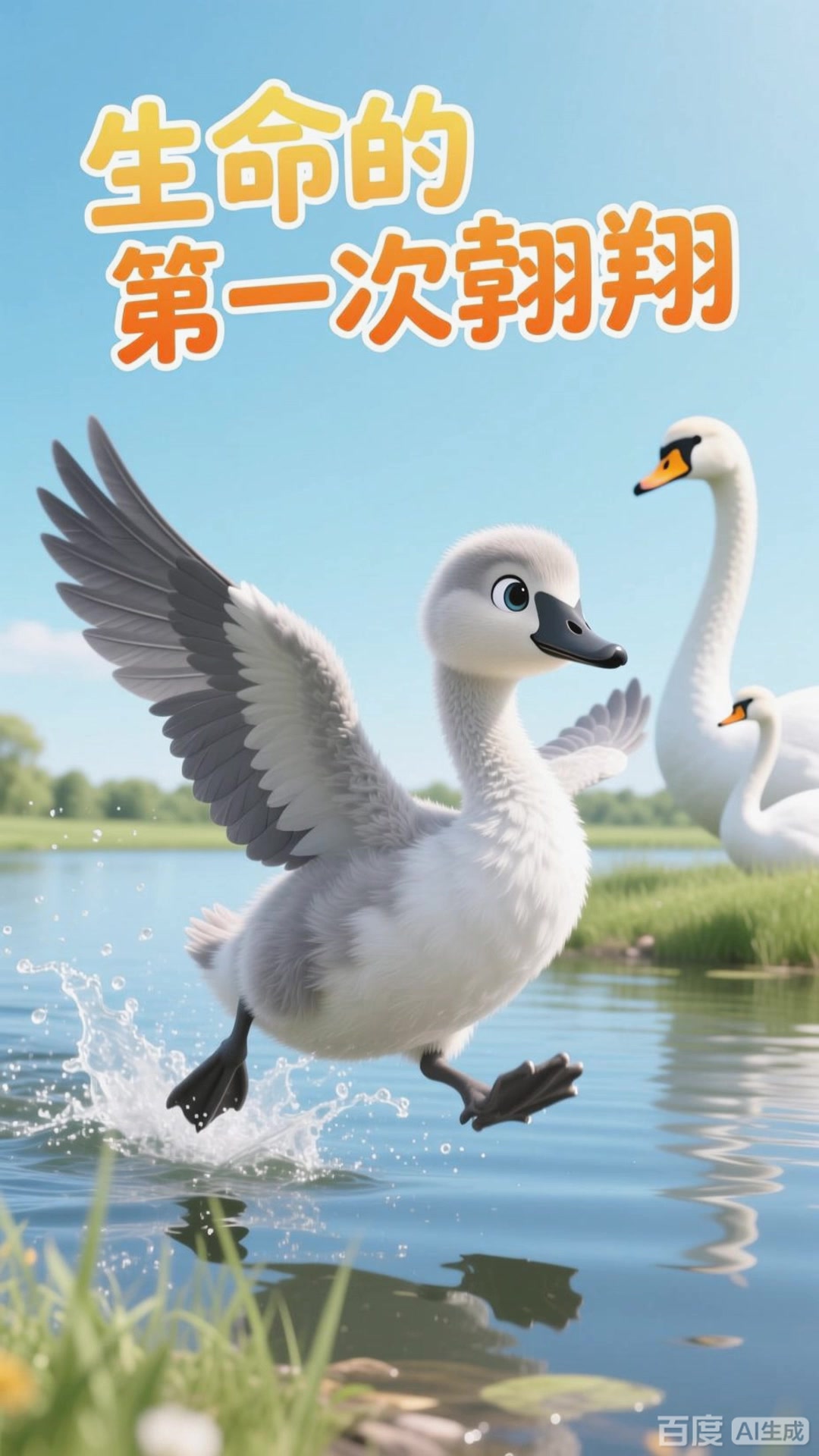 勇敢的小天鹅第一次飞翔