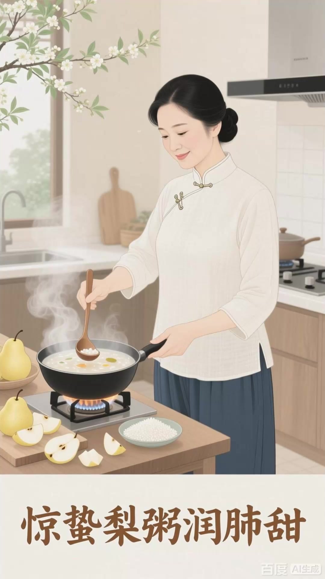 惊蛰食梨粥：梨香清甜，润肺止咳应季粥品。