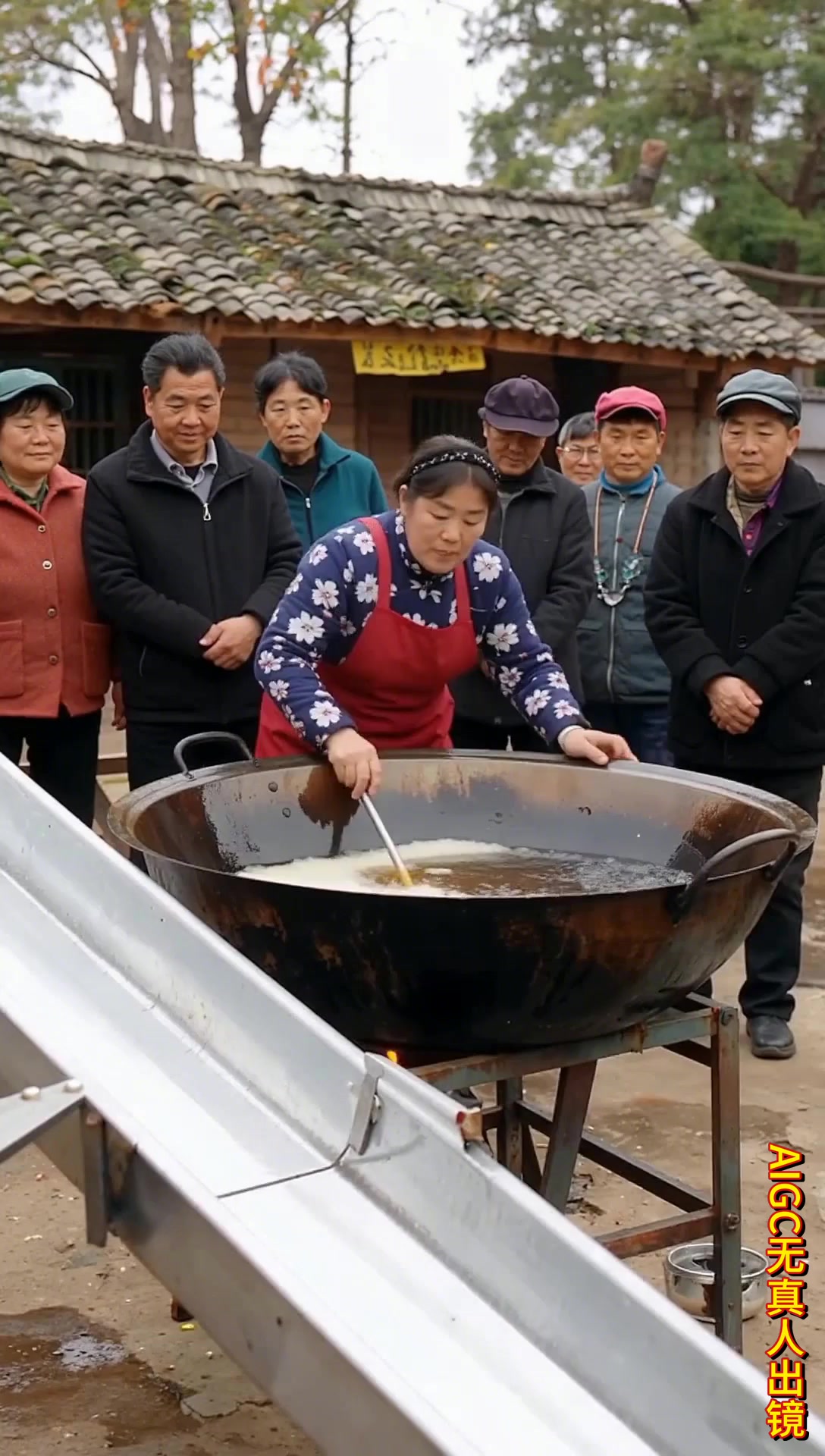 农村大妈硬核炸羊,滑梯入锅秒变爆米花,这画面太魔幻了!