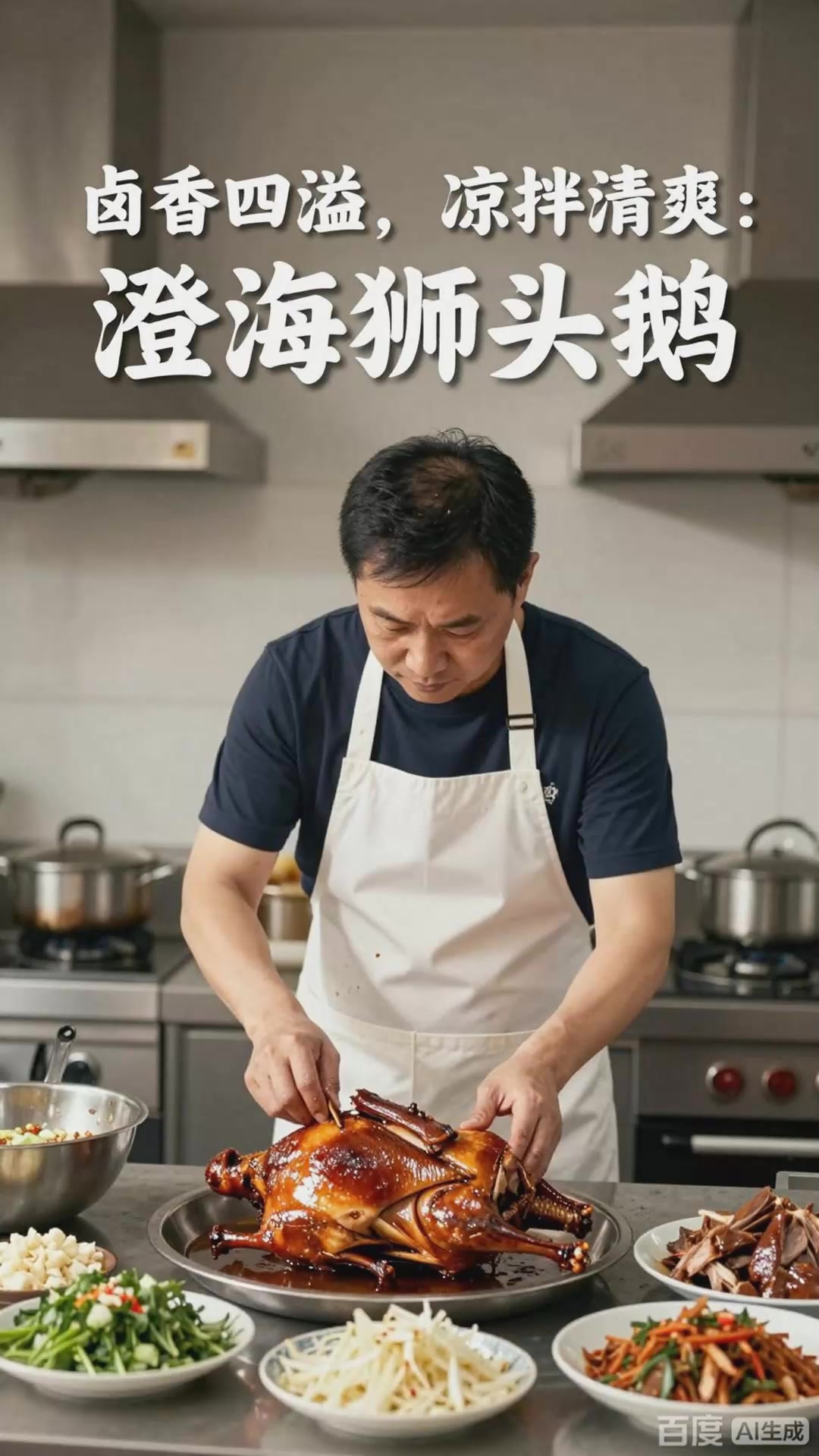 澄海狮头鹅做法：鹅肉卤制，切块凉拌粤东做法