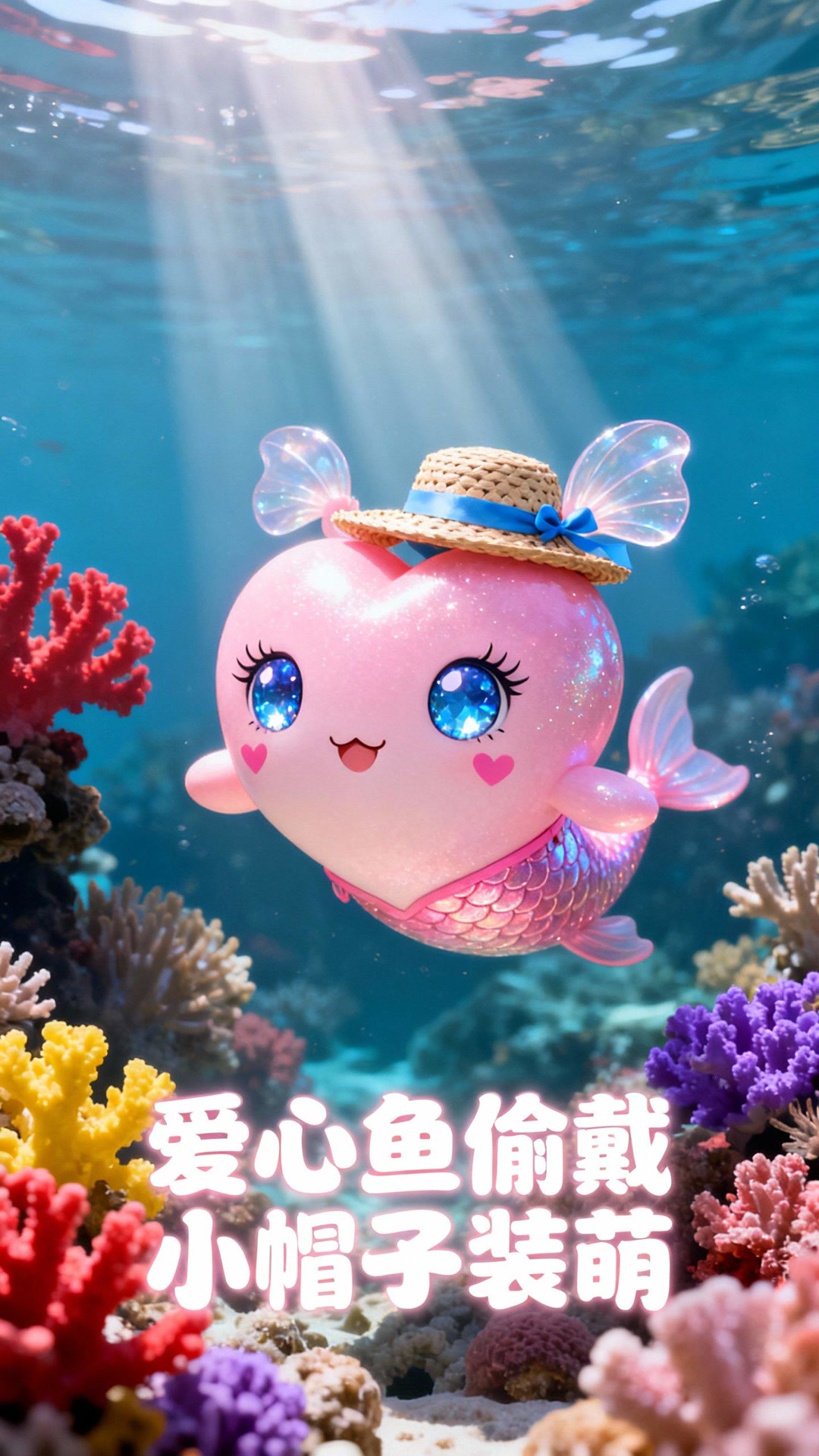 《爱心鱼偷戴小帽子装萌》