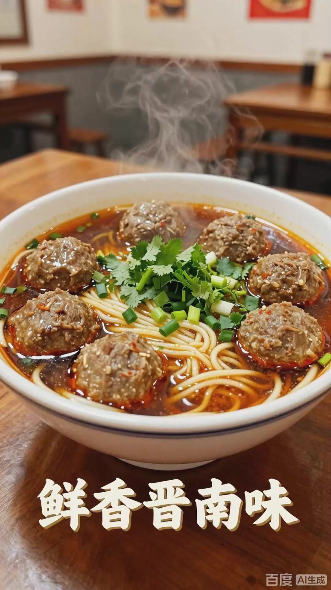 临汾牛肉丸子面配料:香菜葱花,鲜香浓郁晋南配料_0