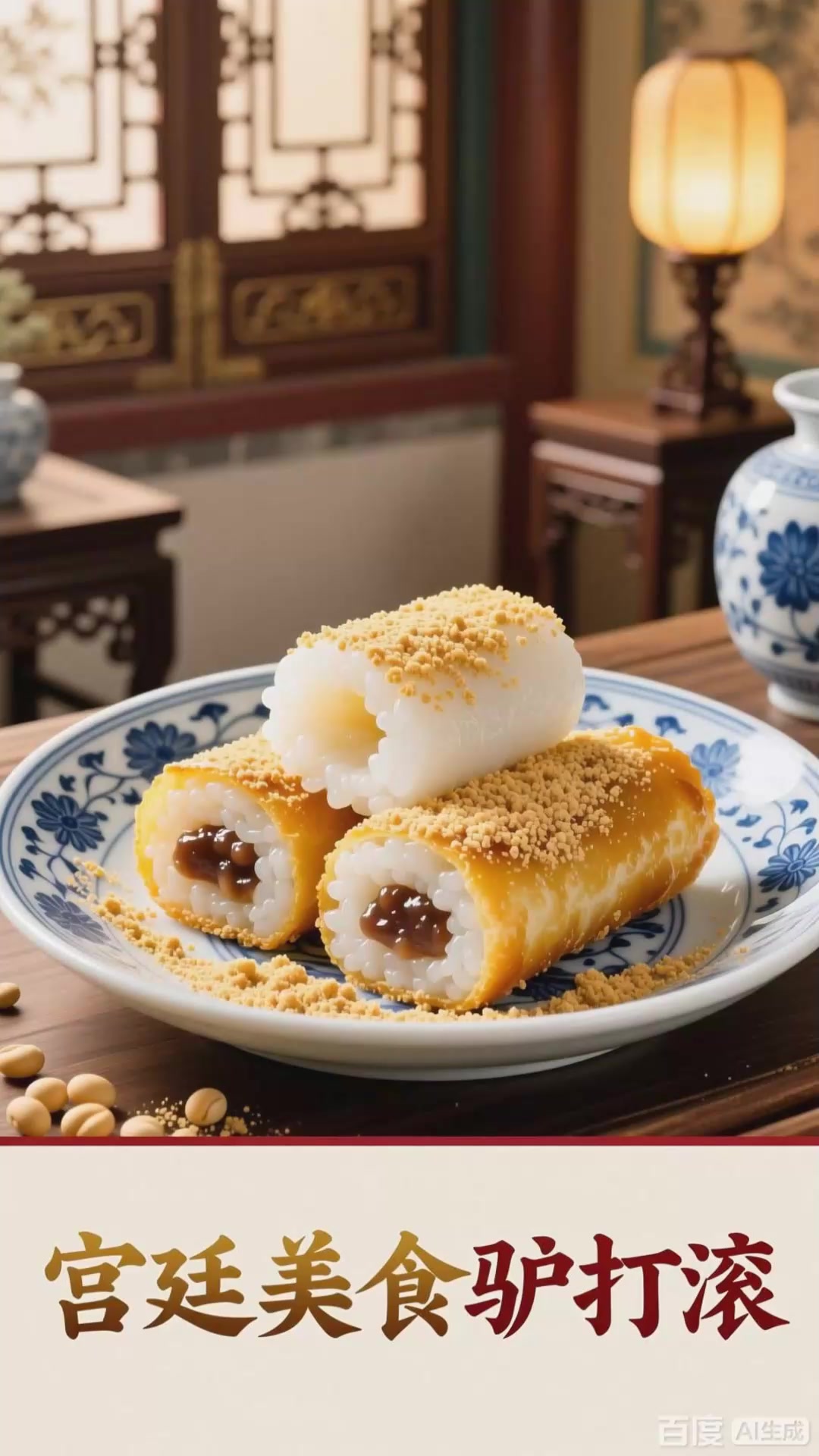 北京驴打滚：糯米软糯，豆香浓郁宫廷小吃_0