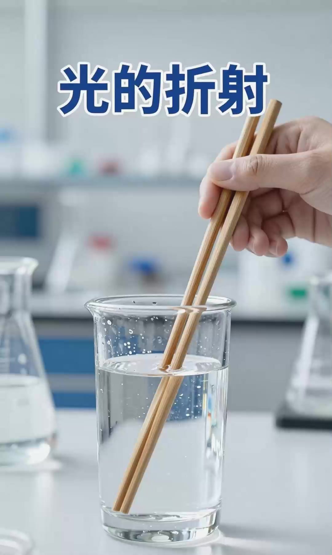探究光的折射现象，插入水中的筷子弯折！