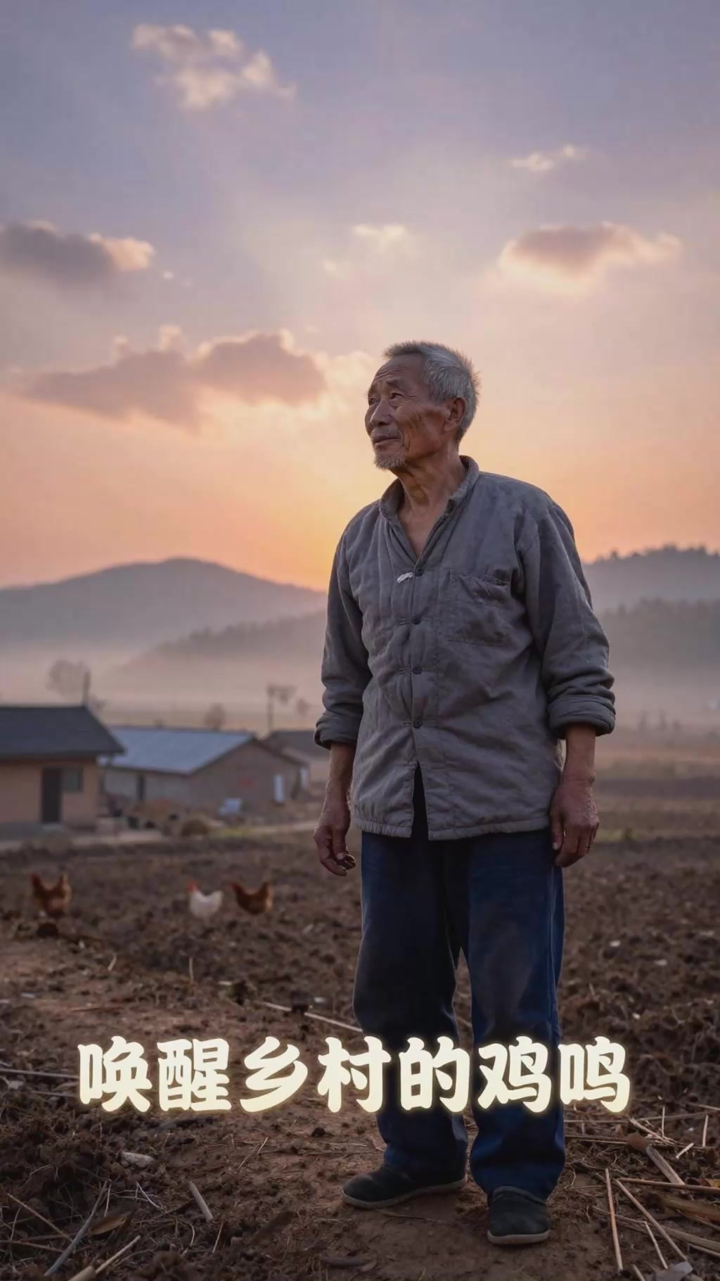 乡村清晨鸡鸣此起彼伏，村落唤醒万物的经典声响。