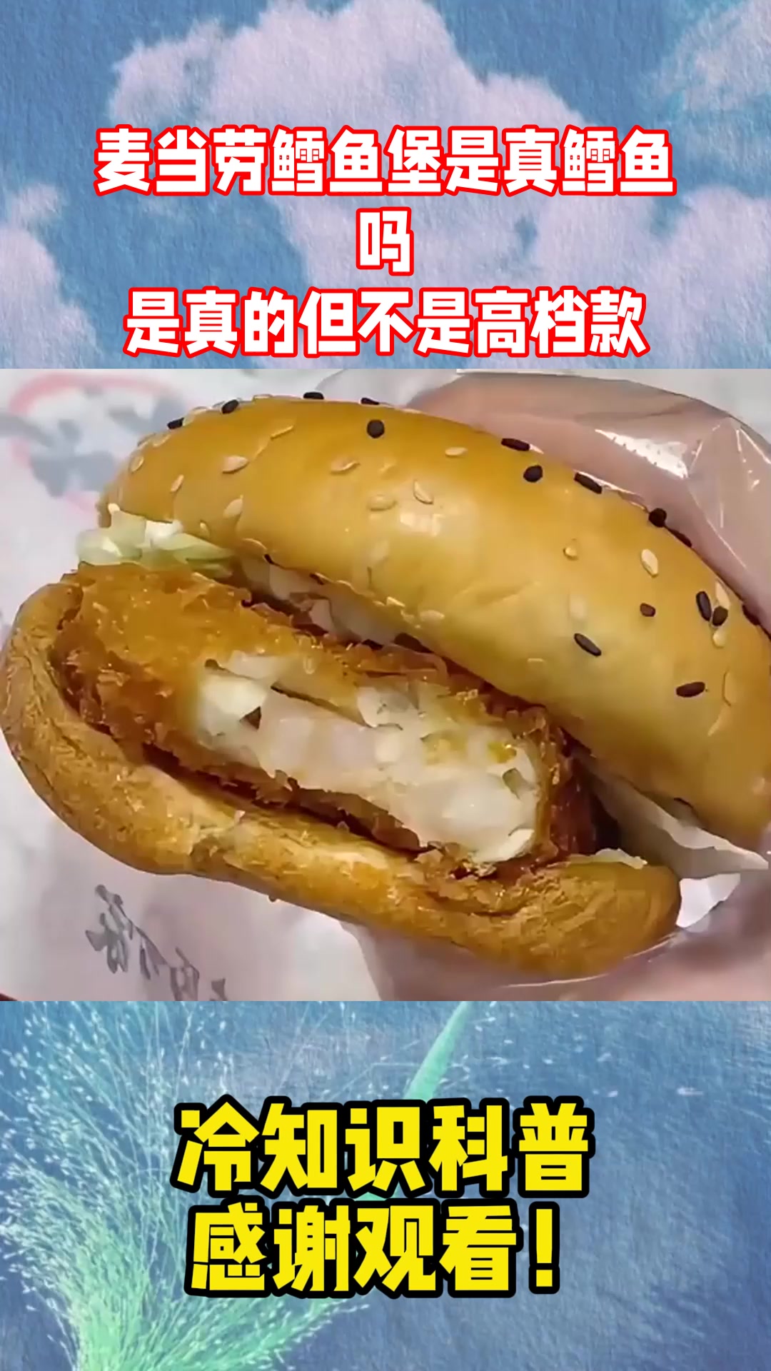 麦当劳鳕鱼堡是真鳕鱼吗？是真的但不是高档款