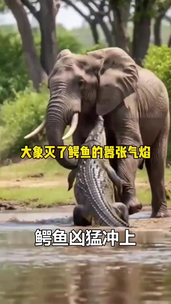 大象怒怼鳄鱼：陆地霸主如何教训水中恶霸？
