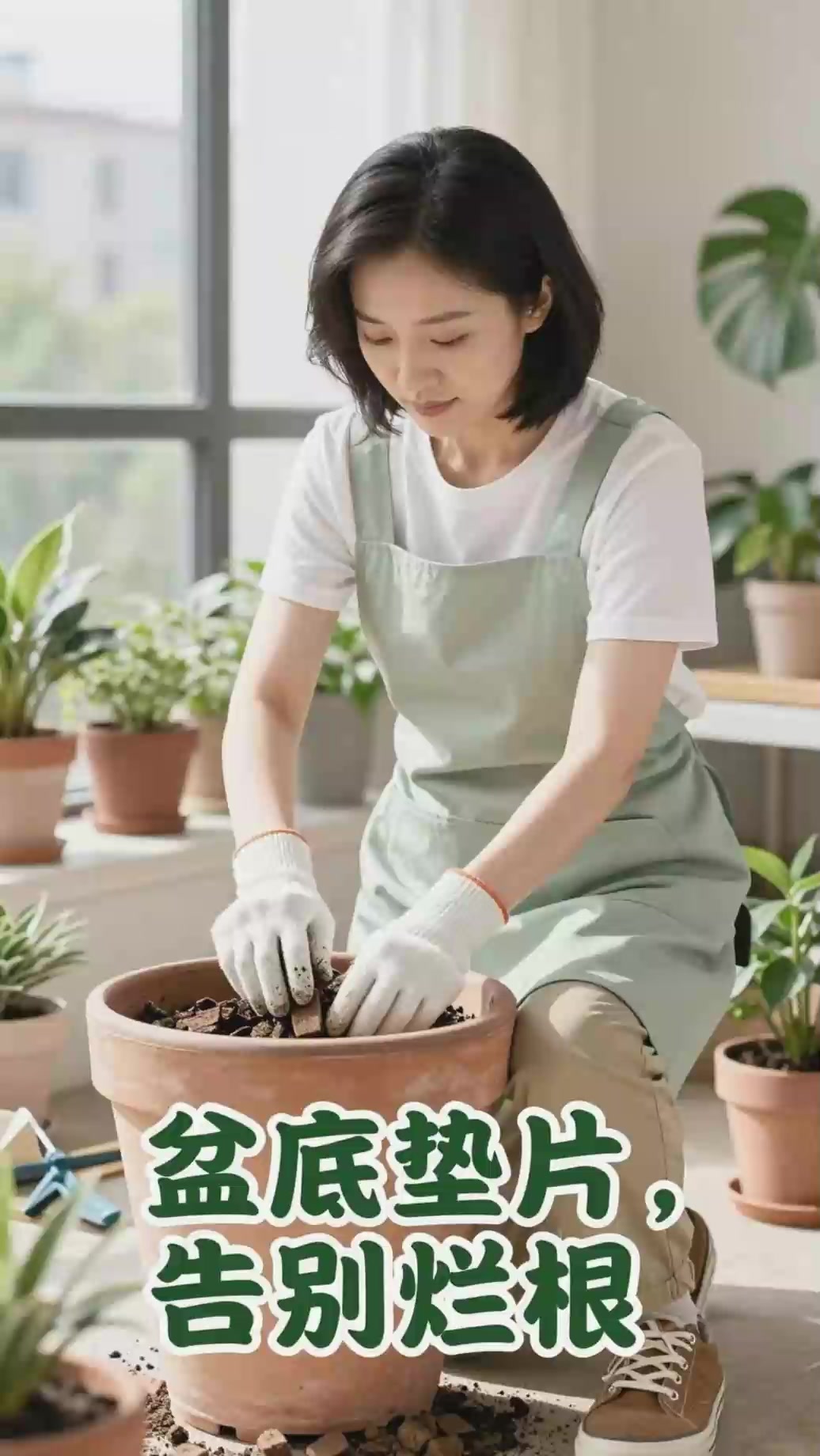 花盆积水易烂根？底部垫碎瓦片，排水透气长势好