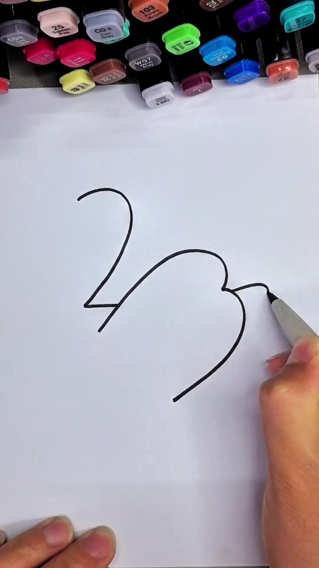 白天鹅简笔画 用2和3画天鹅简笔画
